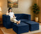 Uberlyfe Flipster Sofa Bed in Navy Blue Velvet | Channel Pattern