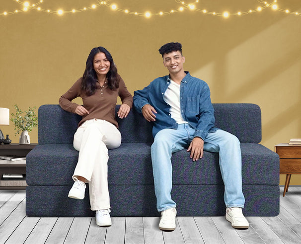 Jute Sofa Bed, Dark Grey | 6 x 6, Three Seater