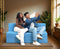 Jute Sofa Bed, Aqua Blue | 5 x 6, Three Seater