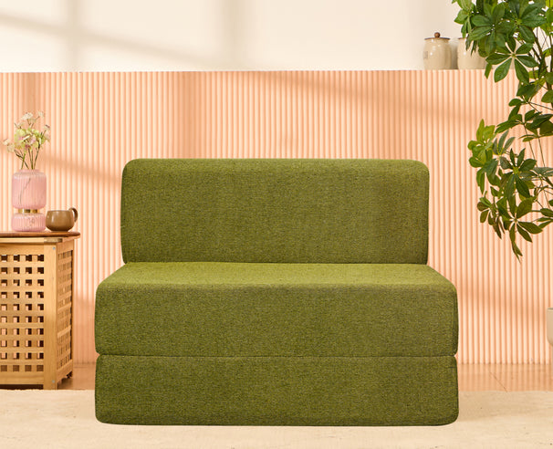 Jute Sofa Bed, Olive Green | 3 x 6, Single Seater