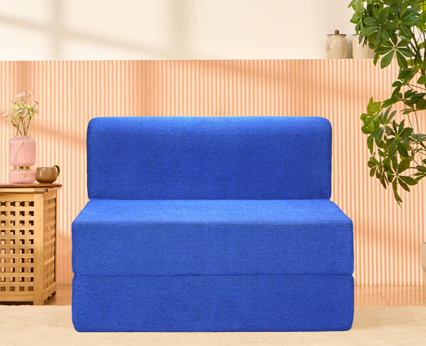 Jute Sofa Bed, Berry Blue | 3 x 6, Single Seater