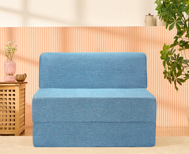 Jute Sofa Bed, Aqua Blue | 3 x 6, Single Seater