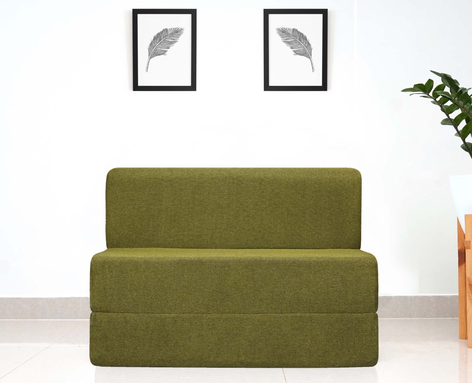 Jute Sofa Bed, Olive Green | 3 x 6, Single Seater