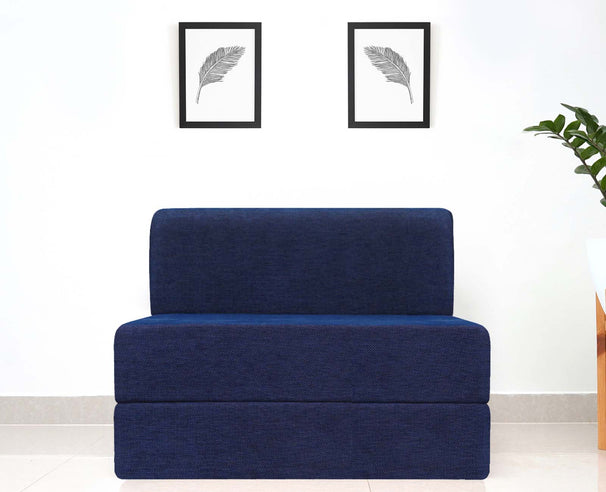 Chenille Sofa Bed, Dotted Blue | 3 x 6, Single Seater