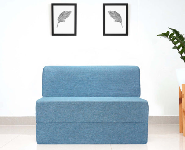 Jute Sofa Bed, Aqua Blue | Single Seater, 32