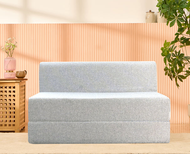 Jute Sofa Bed, Silver | 4 x 6, Double Seater