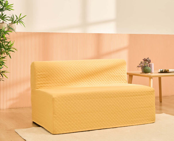 Uberlyfe Sofa Cum Bed SLIP ON COVER for 4'x6' Sofa Beds | Works in Sofa Mode | Sunshine Yellow