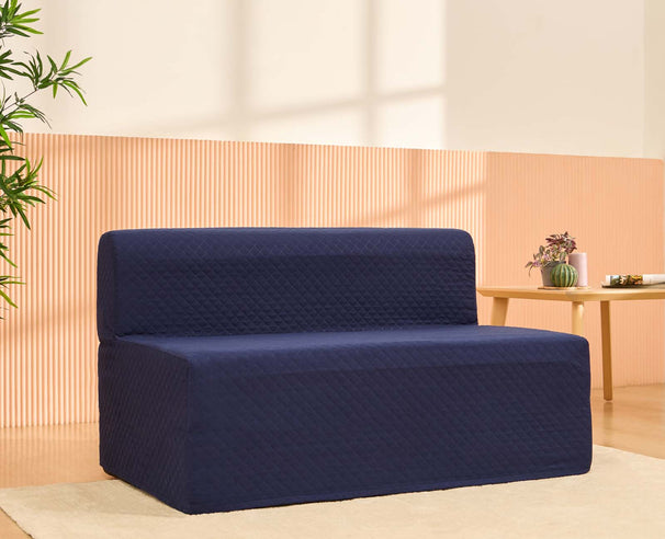 Uberlyfe Sofa Cum Bed SLIP ON COVER for 4'x6' Sofa Beds | Works in Sofa Mode | Indigo Blue