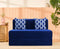 Chenille Sofa Bed, Dotted Blue | 4 x 6, Double Seater | 2 Semi Circle Cushions