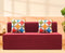 Molfino Sofa Bed, Maroon | 6 x 6, Three Seater | 2 Jharokha Cushions