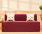 Molfino Sofa Bed, Maroon | 6 x 6, Three Seater | 2 Diamond Cushions