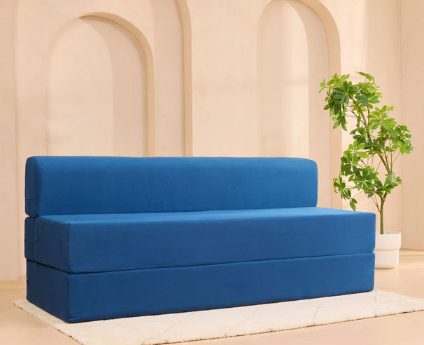 Uberlyfe 5'x6' Sofa cum Bed | Blue, Cotton