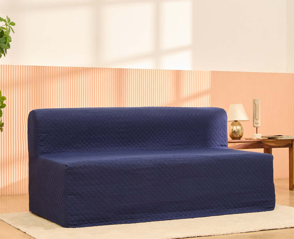 Uberlyfe Sofa Cum Bed SLIP ON COVER for 5'x6' Sofa Beds | Works in Sofa Mode | Indigo Blue