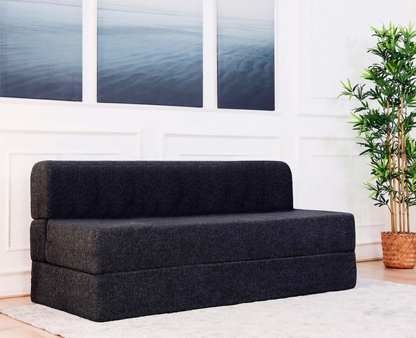 Jute Sofa Bed, Dark Grey | 5 x 6, Three Seater