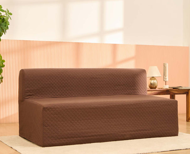 Uberlyfe Sofa Cum Bed SLIP ON COVER for 5'x6' Sofa Beds | Works in Sofa Mode | Cocoa Brown