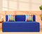 Jute Sofa Bed, Berry Blue | 5 x 6, Three Seater | 2 Jharokha Cushion