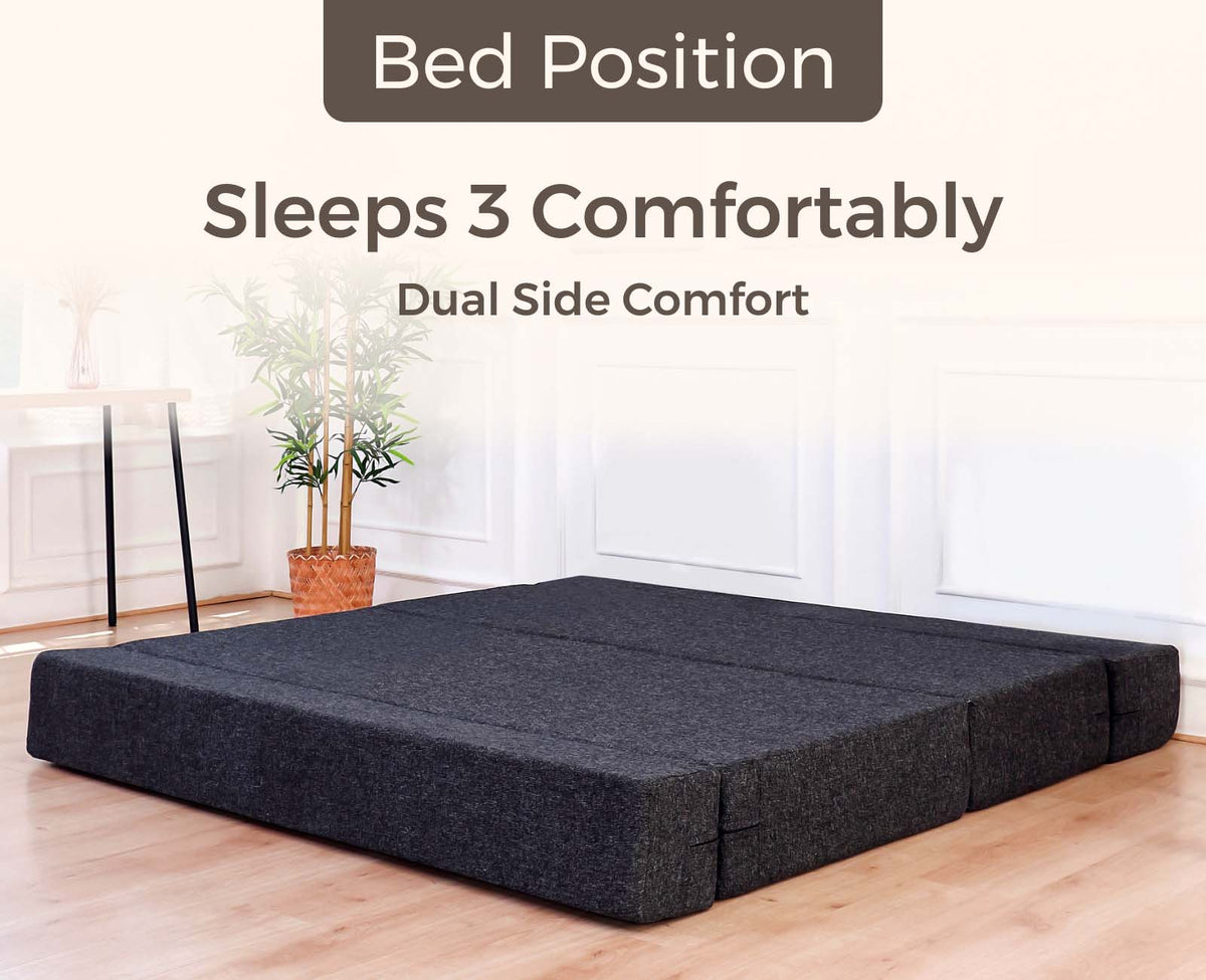 Jute Sofa Bed, Dark Grey x 6, Three Seater - Main Image