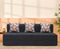 Jute Sofa Bed, Dark Grey | 6.5 x 6, Three Seater | 3 Fallen Leaves Cushions