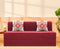 Molfino Sofa Bed, Maroon | 6 x 6, Three Seater | 2 Red Medallion Cushions