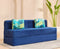 Uberlyfe Premium 6'x6' Sofa cum Bed | Deep Blue, Laser Quilted Velvet | 2 Ocean Hues Cushions