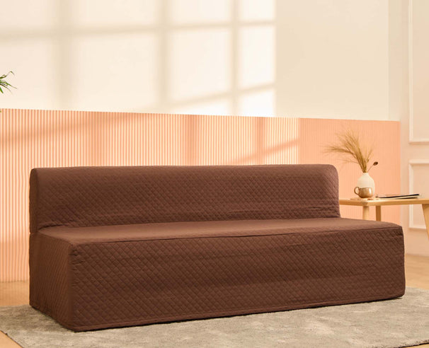 SLIP ON COVER for Uberlyfe 6.5'x6.5' Sofa Beds | Works in Sofa Mode | Cocoa Brown