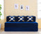 Chenille Sofa Bed, Dotted Blue | 6 x 6, Three Seater | 3 Golden Edge Cushions