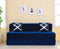 Chenille Sofa Bed, Dotted Blue | 6 x 6, Three Seater | 2 Golden Edge Cushions