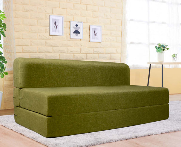 Jute Sofa Bed, Olive Green | 6 x 6, Three Seater