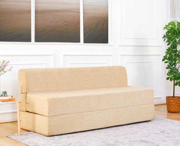 Jute Sofa Bed, Beige | 6 x 6, Three Seater