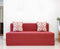 Jute Sofa Bed, Primrose Red | 6 x 6, Three Seater | 2 Red Quartet Cushions