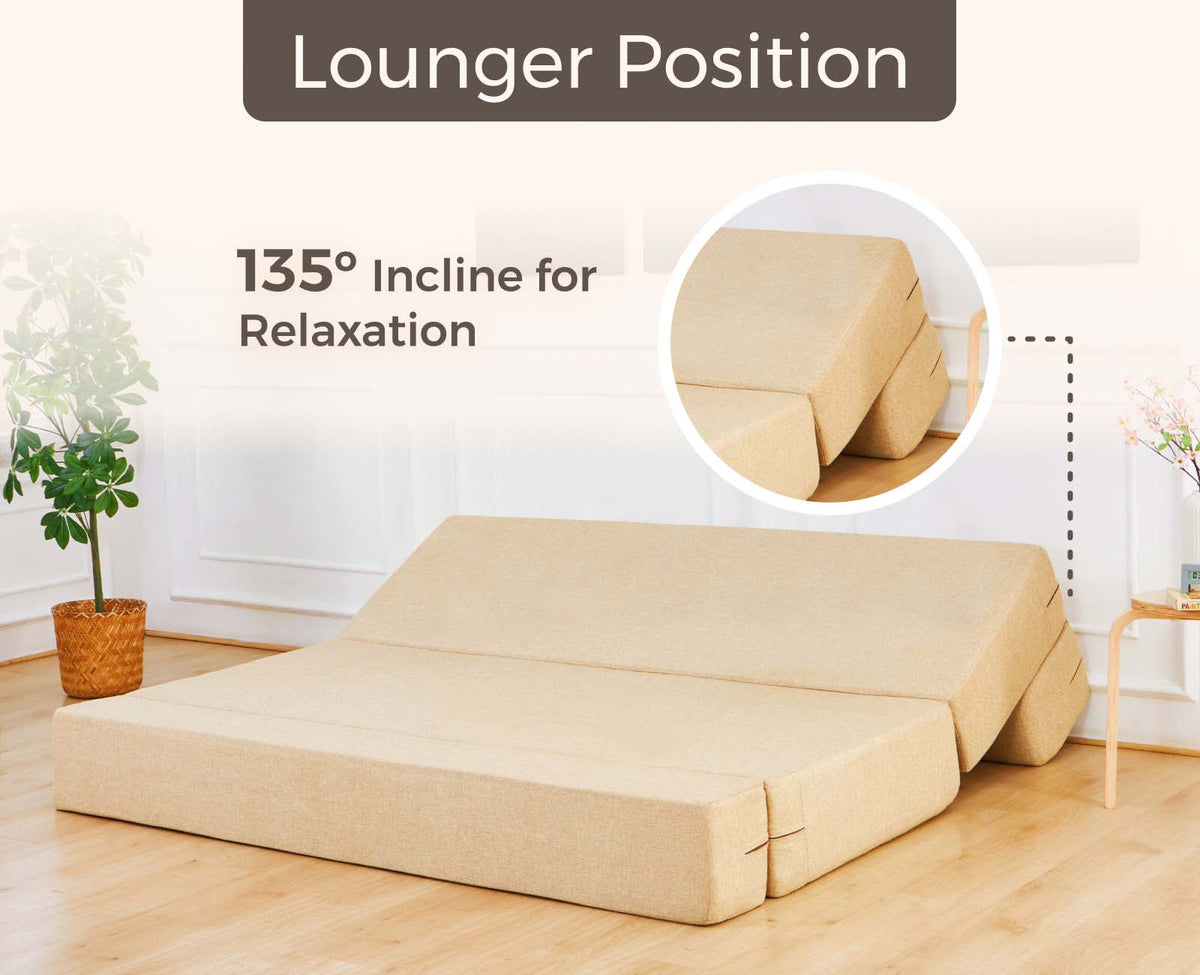 Jute Sofa Bed, Beige x 6, Three Seater Red Medallion Cushions