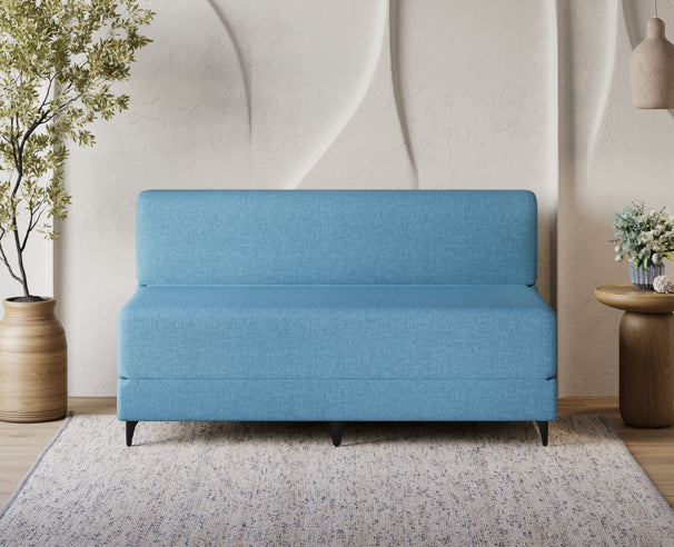 Uberlyfe 3 Seater Portland Sofa Bed (5'x6') | Integrated Frame | Jute Finish - Aqua Blue