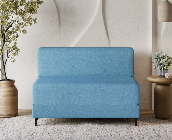 Uberlyfe 2 Seater Portland Sofa Bed (4'x6') | Integrated Frame | Jute Finish - Aqua Blue