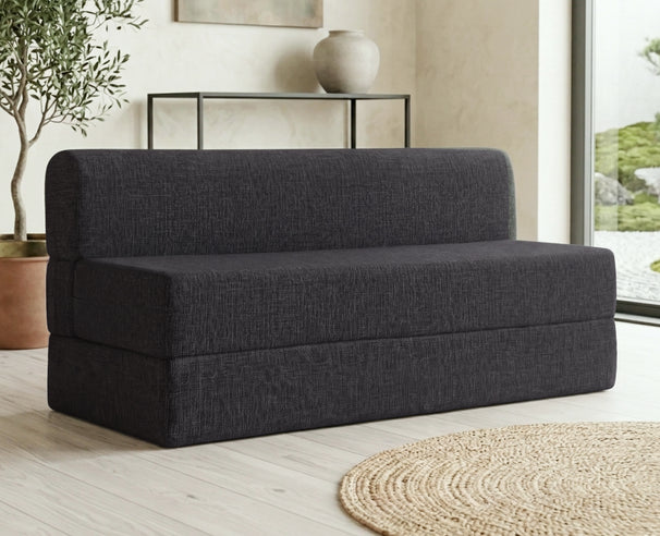 Jute Sofa Bed, Dark Grey | 5 x 6.5, Three Seater
