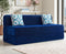 Chenille Sofa Bed, Dotted Blue | 6 x 6, Three Seater | 2 Blue Quartet Cushions