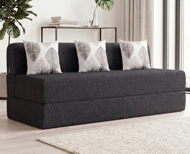 Jute Jumbo Sofa Bed, Dark Grey | 6.5 x 6.5, Three Seater | 3 Thread Bare Cushions