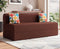 Jute Sofa Bed, Malt Brown | 6 x 6, Three Seater | 2 Jharokha Cushions