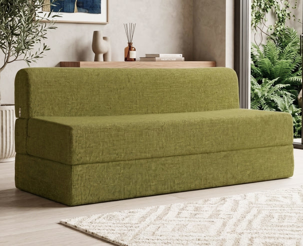 Jute Sofa Bed, Olive Green | 6 x 6, Three Seater