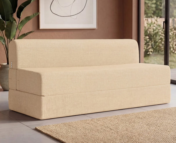 Jute Sofa Bed, Beige | 6 x 6, Three Seater