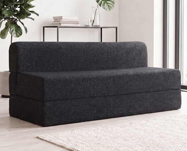 Jute Jumbo Sofa Bed, Dark Grey | 6.5 x 6.5, Three Seater