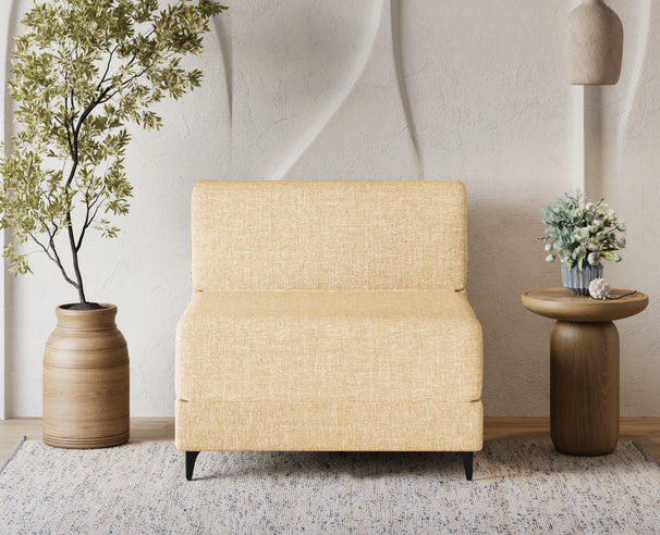 Uberlyfe 1 Seater Portland Sofa Bed (3'x6') | Integrated Frame | Jute Finish - Beige