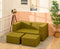 Uberlyfe Flipster Sofa cum Bed with Detachable Ottomans | Olive Green Jute Polyester Fabric | Queen Size