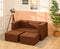 Uberlyfe Flipster Sofa cum Bed with Detachable Ottomans | Malt Brown Jute Polyester Fabric | Queen Size