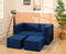 Uberlyfe Flipster Sofa cum Bed with Detachable Ottomans | Blue in Plush Laser Quilted Fabric | Queen Size