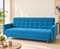 Uberlyfe Cardiff-Eco 3 Seater Wooden Click-Clack Sofa Bed, Brilliant Blue, Soft Velvet