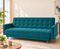 Uberlyfe Cardiff-Eco 3 Seater Wooden Click-Clack Sofa Bed, Jade Green, Soft Velvet