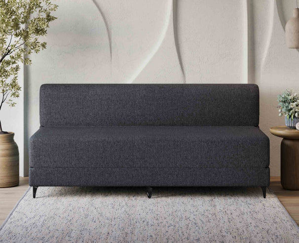 Uberlyfe 3 Seater Portland Sofa Bed (6'x6') | Integrated Frame | Jute Finish - Dark Grey