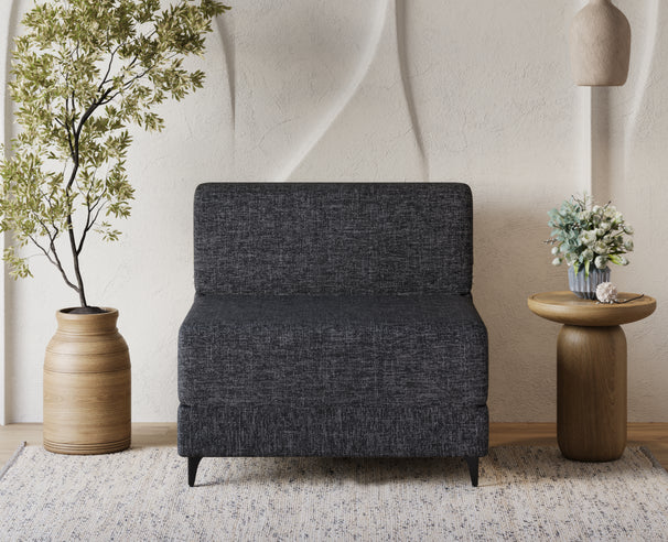 Uberlyfe 1 Seater Portland Sofa Bed (3'x6') | Integrated Frame | Jute Finish - Dark Grey