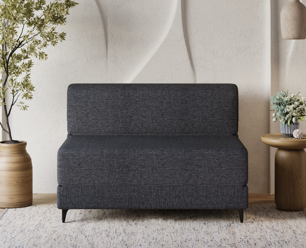 Uberlyfe 2 Seater Portland Sofa Bed (4'x6') | Integrated Frame | Jute Finish - Dark Grey