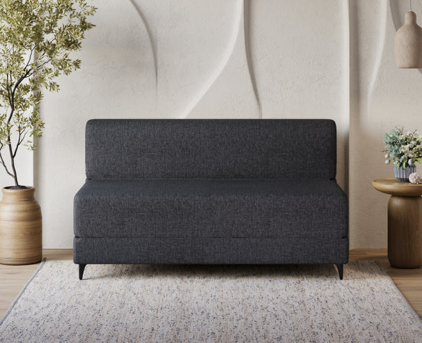 Uberlyfe 3 Seater Portland Sofa Bed (5'x6') | Integrated Frame | Jute Finish - Dark grey